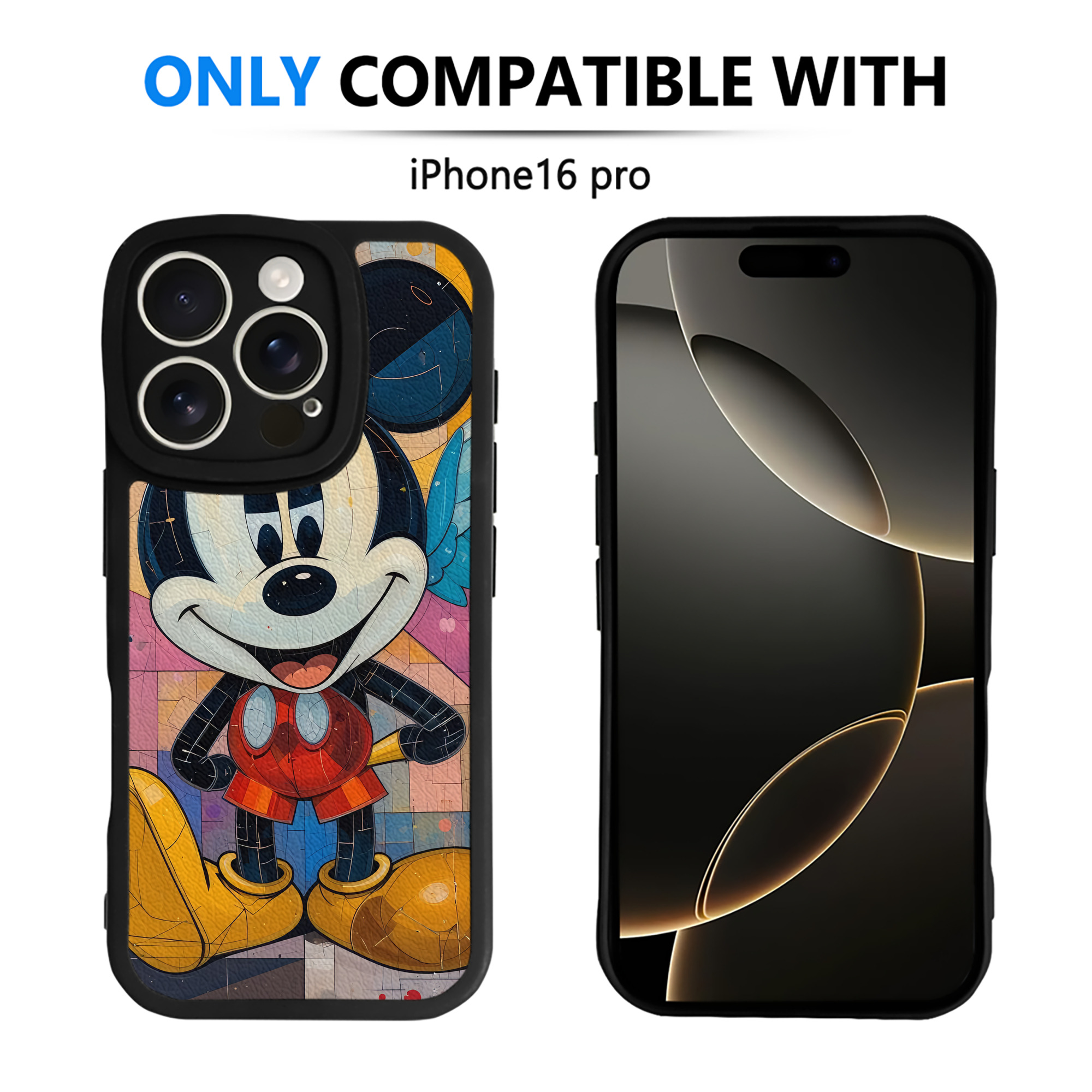 （画像用） ミッキーマウス Mickey Mouse 【iPhone 16シリーズ対応】シリコンスマホケース（レザー調） 材質：シリコン